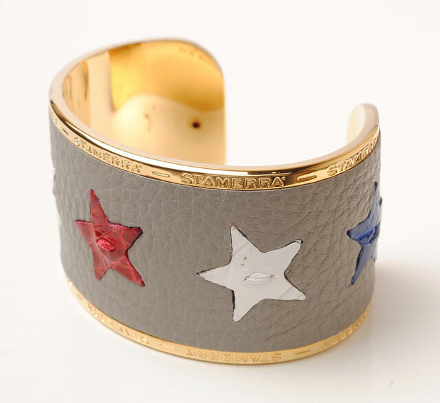 スタメーラ バングル/ブレスレット STAMERRA バングル ラージサイズ スター リザード/クロコダイル グレー/マルチ【期間限定5%OFFクーポン対象】