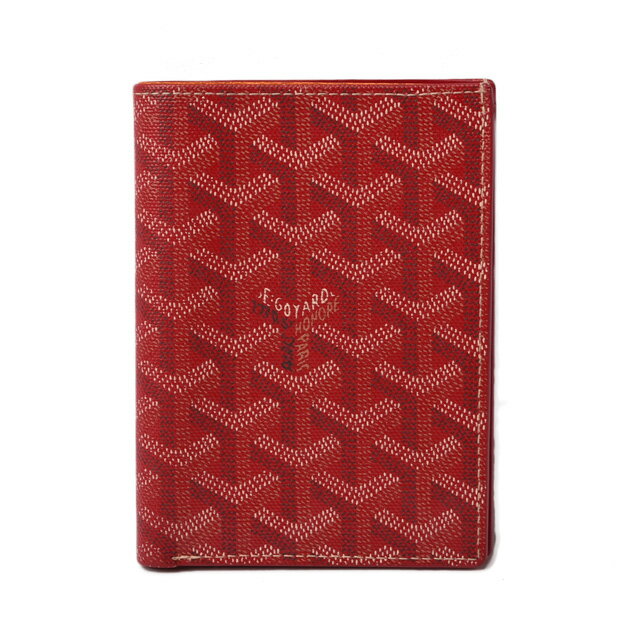 ゴヤール 財布 GOYARD 折財布/札入れ/カードケース ヘリンボーン レッド【中古】