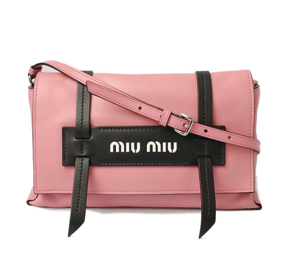 【先着！10/1?対象ショップ限定10%OFFクーポン】ミュウミュウ ショルダーバッグ/クラッチバッグ miumiu ポシェット 5BD075 GRACE LUX/ラムスキン BEGONIA/NERO ベゴニア/ブラック【中古】 ギフト プレゼント