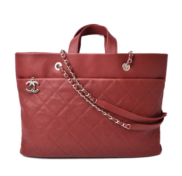 【中古】 CHANEL シャネル ブランドバッグ 新品同様 中古 ショルダーバッグ/チェーントートバッグ バッグ キャビアスキン ルージュレッド/シルバー金具新生活