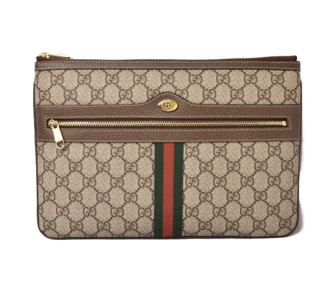  GUCCI グッチ ブランドバッグ 未使用 中古 クラッチバッグ/クラッチポーチ GGスプリーム ブラウン/ベージュ ウェブライン 517551 アウトレット