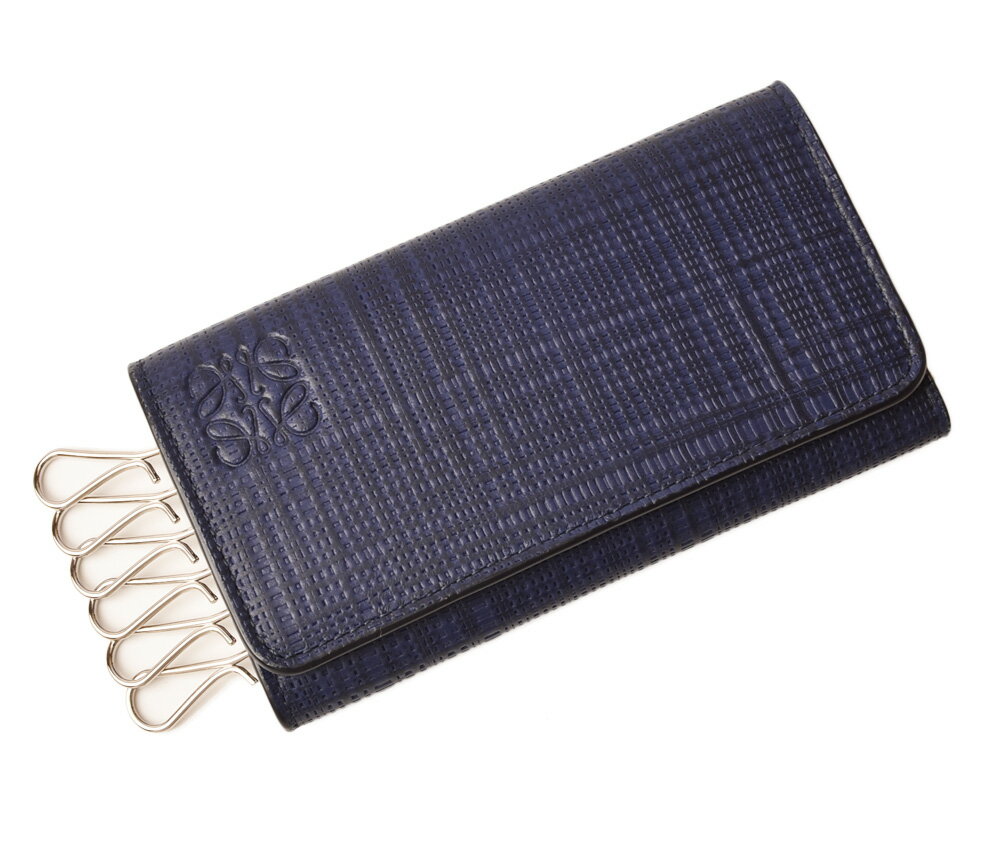 ロエベ キーケース LOEWE 6連 カーフ/ロゴ Linen ネイビーブルー 101.88.K92