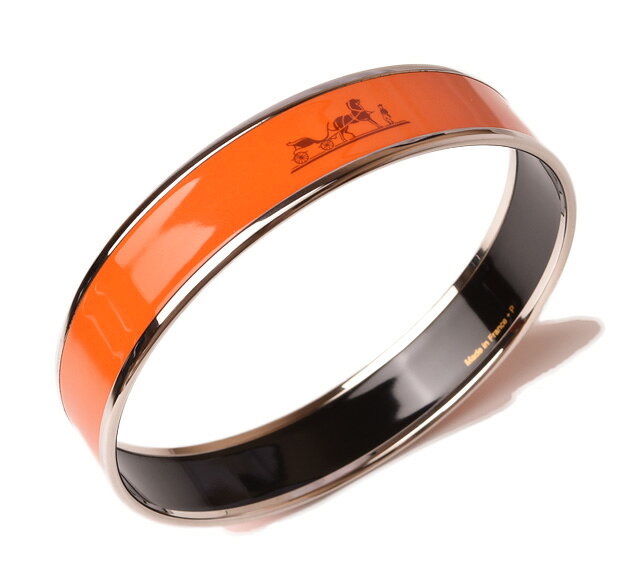 エルメスバングル/ブレスレット HERMES エマイユ MM バングル カレーシュ オレンジ/シルバー【中古】のサムネイル