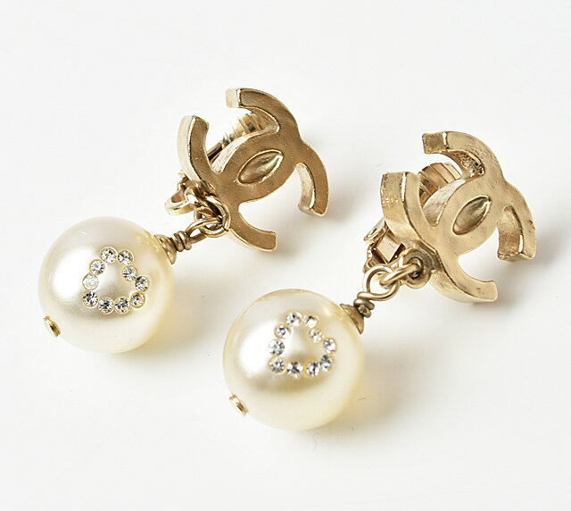 シャネル イヤリング ヴィンテージ CHANEL ココマーク/ゴールド パール ラインストーン/ハート【中古】のサムネイル