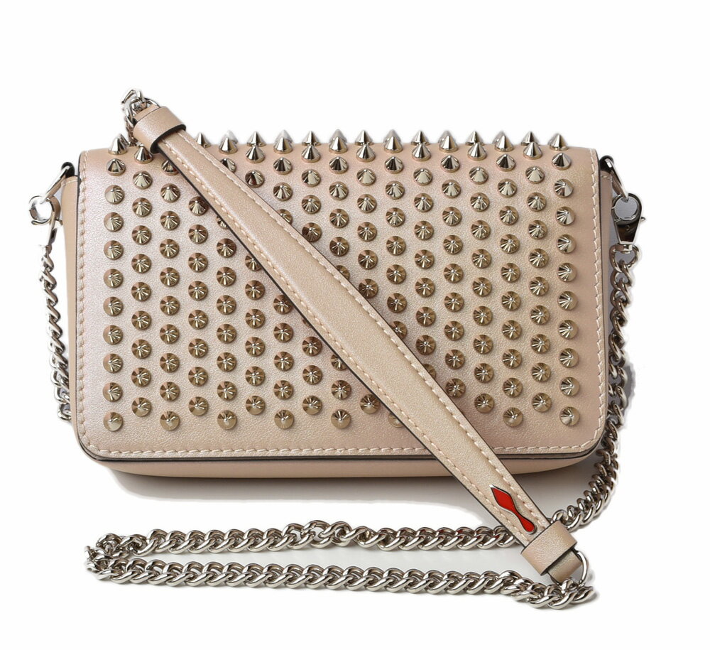 クリスチャンルブタン クラッチバッグ/ショルダーバッグ/スマホポーチ Christian louboutin Zoompouch カーフ/スパイク NUDE メタリック 1195349 BG4Z