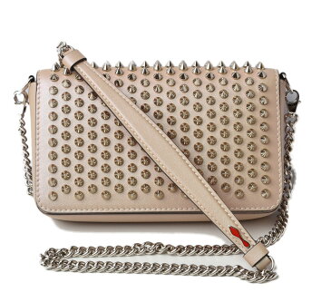 クリスチャンルブタン クラッチバッグ/ショルダーバッグ/スマホポーチ Christian louboutin Zoompouch カーフ/スパイク NUDE メタリック 1195349 BG4Z新生活