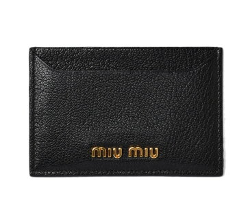 ミュウミュウ カードケース/名刺入れ miumiu 5MC208 MADRAS/マドラス ロゴ NERO/ブラック 未使用【中古】