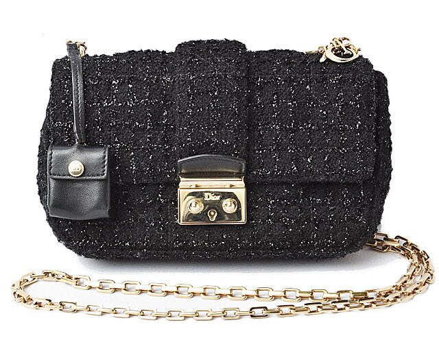 クリスチャンディオール ニューロック ショルダーバッグ/チェーンバッグ Christian Dior ミニバッグ カナージュステッチ ブラック【中古】のサムネイル