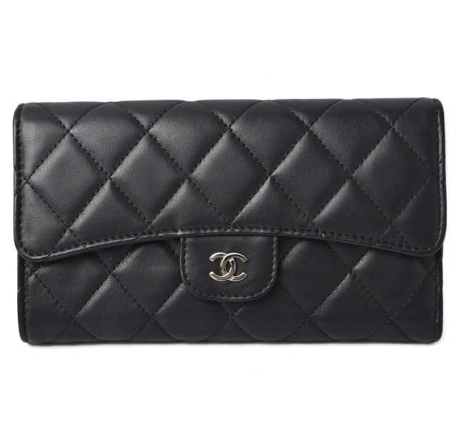 シャネル 財布 三つ折り CHANEL 長財布 A31506 タイムレスクラシック マトラッセ/ラムスキン ブラック/ボルドー 【中古】のサムネイル