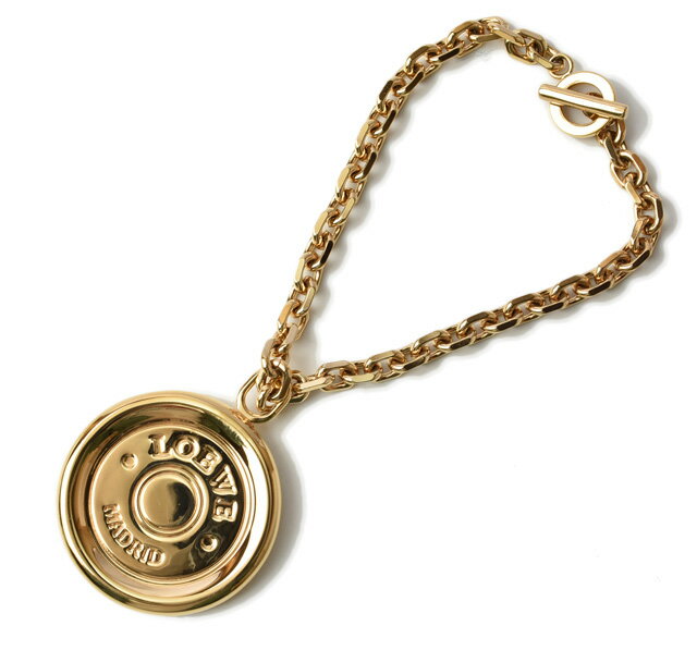 ロエベ チェーン/キーホルダー/ブレスレット LOEWE バッグチャーム コインモチーフ ロゴ/メタルプレート ゴールド【中古】のサムネイル