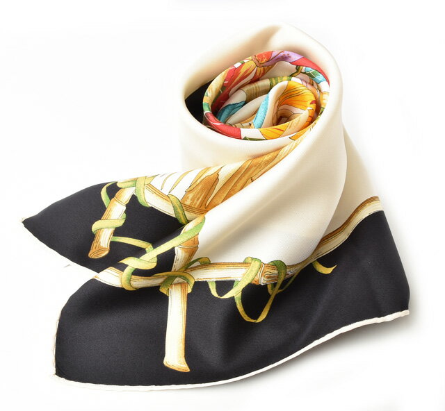 クリスチャンディオール スカーフ Dior スカーフ90 フラワー柄 ブラウン/ホワイト【中古】