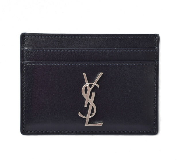 サンローラン/カードケース YSL SAINT LAURENT レザー ダークネイビー/マットシルバー 485631