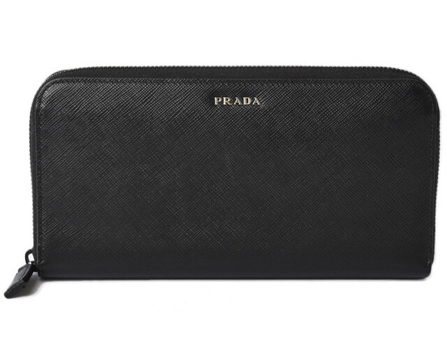 プラダ 財布 メンズ PRADA 長財布 2ML317 SAFFIANO/型押しレザー ブラック/レッド【中古】