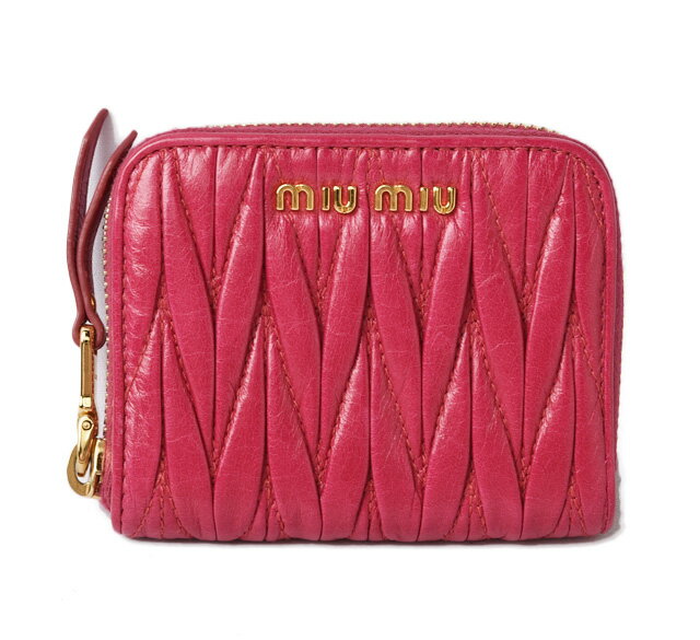 ミュウミュウ コインケース/カードケース miumiu 財布 5M0268 マテラッセ FUXIA/フクシア アウトレット 未使用