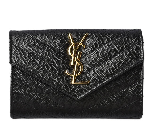 サンローランパリ ミニ財布/カードケース SAINT LAURENT PARIS モノグラム ENVELOPE CARD HOLDER WALLET 414404 ブラック