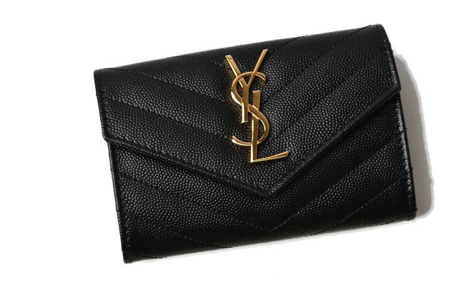 サンローランパリ ミニ財布/カードケース SAINT LAURENT PARIS モノグラム ENVELOPE CARD HOLDER WALLET 414404 ブラック