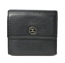 シャネル 財布 CHANEL 二つ折/折財布 A20902 ダブルホック ココマーク ブラック【中古】