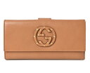 グッチ 財布 GUCCI 長財布/ダブルホック式 インターロッキングG スタッズ ブラウン 未使用