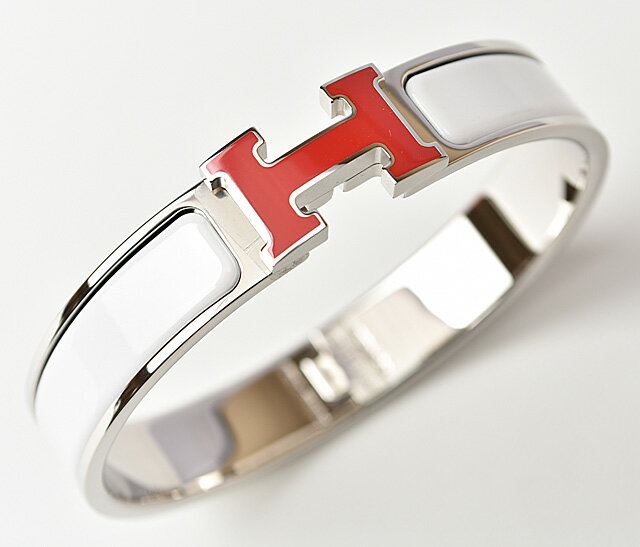 【対象ショップ限定5%OFFクーポン●先着5/8まで！】エルメス バングル/ブレスレット HERMES クリッククラック PM　クリックH ホワイト/シルバー ルージュ【中古】のサムネイル