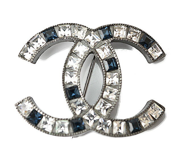 シャネル ブローチ CHANEL ピンブローチ ココマーク/ラインストーン ブルー/ガンメタル【中古】のサムネイル