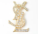 サンローラン ピンブローチ/ピンバッジ SAINT LAURENT ブローチ モノグラムYSLロゴ ラインストーン/ゴールド【中古】【期間限定!5%OFFクーポン対象】