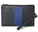 ボッテガヴェネタ クラッチバッグ/セカンドバッグ BOTTEGA VENETA ドキュメントケース ストラップ付 イントレチャート ブラック/ブルー【中古】【期間限定!5%OFFクーポン対象】