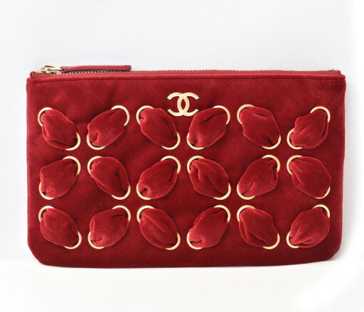 シャネル クラッチバッグ/フラットポーチ CHANEL Red Velvet W/Card VIP Novelty Pouch レッド ベルベット ノベルティ【中古】 シャネル クラッチバッグ/フラットポーチ CHANEL Red Velvet W/Card VIP Novelty Pouch レッド ベルベット ノベルティ【中古】