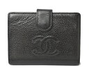 シャネル 財布 中古 CHANEL がま口式 2つ折/財布 キャビアスキン ココマーク/ブラック【中古】【期間限定!5%OFFクーポン対象】
