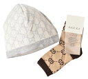 グッチ ベビー ニット帽/靴下セット GUCCI ナ ベビーニットキャップ 帽子/靴下 GG柄 出産祝い 未使用【中古】【期間限定5%OFFクーポン対象】