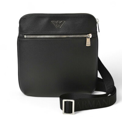 エンポリオアルマーニ 未使用 ショルダーバッグ/ボディバッグ メンズ EMPORIO ARMANI メッセンジャーバッグ レザー ブラック【本日スタート!6/21(土)朝までの4日間限定SALE】