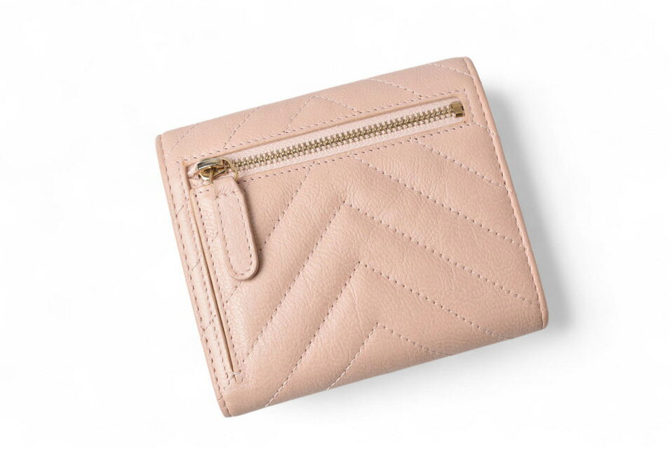 シャネル ミニ財布/三つ折り財布 CHANEL 財布 シェブロン レザー ベビーピンク【中古】【本日スタート！6/21(土)朝までの4日間限定SALE】