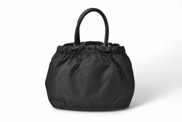 プラダ ハンドバッグ/ショルダーバッグ 2way PRADA バッグ TESSUTO/ナイロン リボン/ブラック ストラップ付【中古】