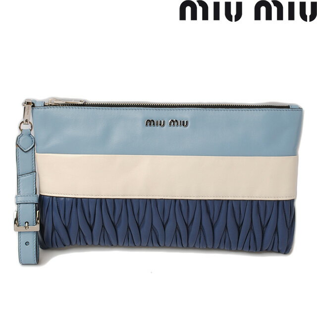 【中古】 miu miu ミュウミュウ ブランドバッグ 未使用 中古 クラッチバッグ/トラベルポーチ RP0409 マテラッセ バイカラー BLUETTE/ASTR ブルー/ホワイト/ネイビー