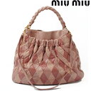 ミュウミュウ 2way ホーボーバッグ miumiu パッチワーク レザー ピンク×ライトピンク RR1432【中古】
