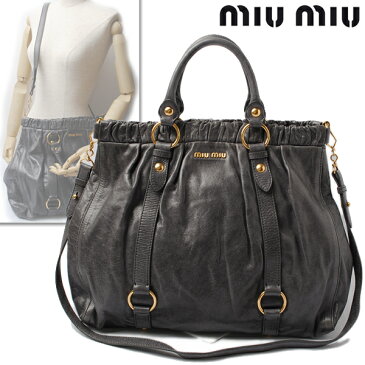 ミュウミュウ ショルダーバッグ/miumiu ハンドバッグ 2way VITELLO LUX グレー RN0423【中古】