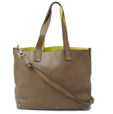 ヴァレンティノ トートバッグ/ショルダーバッグ VALENTINO ロックスタッズ リバーシブル バレンチノ ベージュ/イエロー 2way【中古】