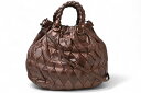 ミュウミュウ ショルダーバッグ/ハンドバッグ miumiu 2way バッグ パッチワーク レザー メタリックブラウン RR1432【中古】