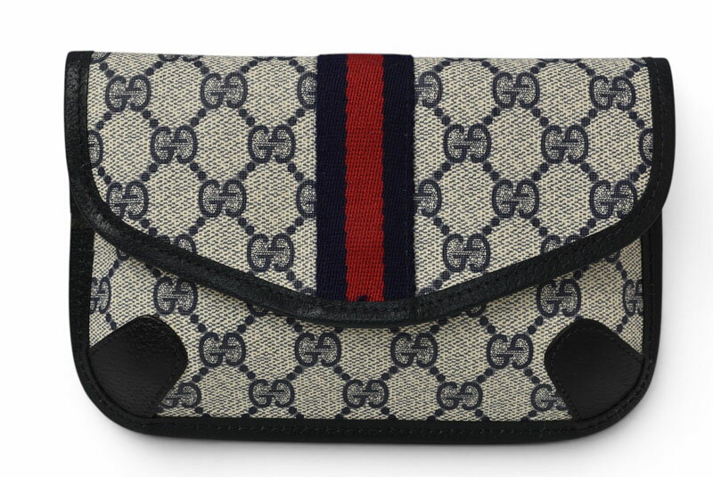gucci///////////////\' - 【最大4000円OFFリユースブランドクーポン対象】グッチ ポーチ オールドグッチ/ヴィンテージ GUCCI GGプラス シェリーライン GGブルー/ベージュ【中古】