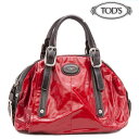 トッズ　ハンドバッグ　TOD'S　G-BAG EASY SACCA ストラップ付2WAY　パテントレザー/レッド 【中古】