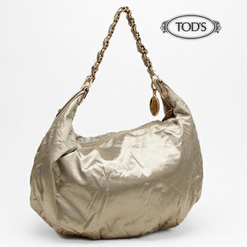 【先着クーポンGETで対象ショップ限定3000円以上5%OFF！5/21まで】TOD'S　トッズ　ショルダーバッグ　ホーボー　ナイロン　シャンパンゴールド 【中古】【送料無料】