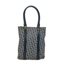 中古 ディオール トロッター ハンドバッグ トートバッグ キャンバス Aランク ネイビー ベージュ レディース Dior あす楽【送料無料】【三田店】