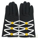 中古 エルメス 小物 レザーグローブ 手袋 Aランク セリエ金具 ブラック×ホワイト HERMES レディース あす楽【送料無料】【名谷店】