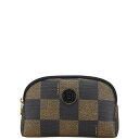 中古 美品 フェンディ ポーチ ペカン 小物入れ PVC ABランク ブラウン ブラック レディース FENDI あす楽【送料無料】【名谷店】