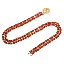 中古 シャネル ベルト ココマーク ダブルチェーン ゴールド レッド ABランク メッキ レザー レディース CHANEL あす楽【送料無料】【名谷店】