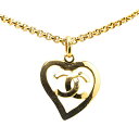 中古 シャネル ネックレス ヴィンテージ ココマーク ハート モチーフ ゴールド ABランク メッキ レディース CHANEL あす楽【送料無料】【名谷店】