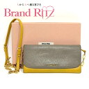 中古 ミュウミュウ チェーンウォレット イエロー マスタード グレー チェーン レディース MIUMIU あす楽【送料無料】【三田店】