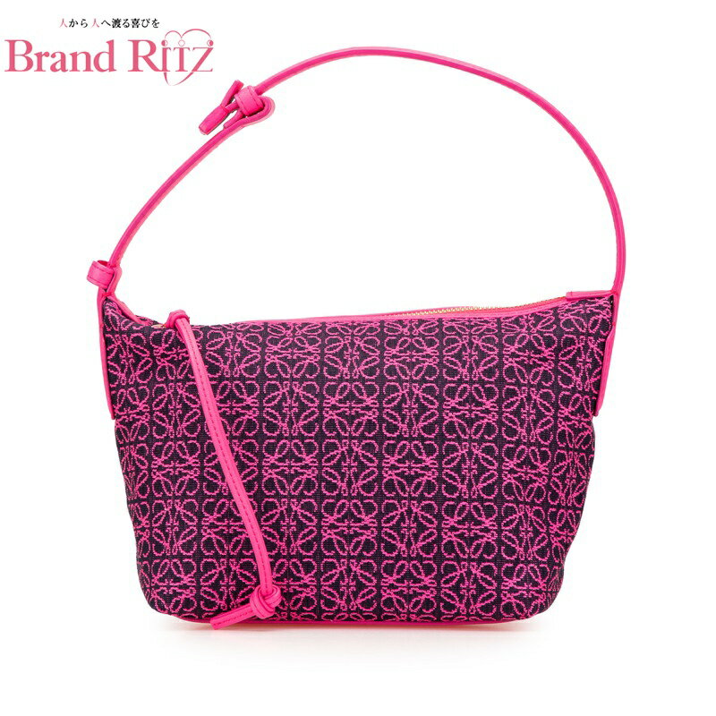 楽天ブランド　リッツ【絶対お得!!クーポンあり＆10％OFF】中古 ロエベ バッグ アナグラム キュービィバッグ スモール ハンドバッグ ネオンピンク ABランク レザー ジャガード レディース LOEWE あす楽【送料無料】【西神店】