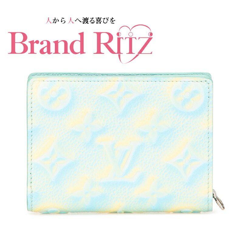 楽天ブランド　リッツ【絶対お得!!クーポンあり＆10％OFF】中古 美品 Aランク ルイヴィトン モノグラム ポルトフォイユ クレア 二つ折り財布 M81564 ヴェールドー ブルー イエロー レザー レディース LOUIS VUITTON あす楽【送料無料】【西神店】
