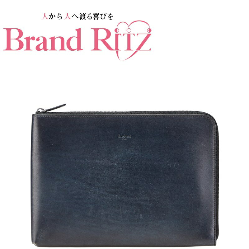 【絶対お得!!クーポンあり＆10％OFF】中古 ベルルッティ ニノGM クラッチバッグ セカンドバッグ レザー Bランク ネイビー メンズ Berluti あす楽【送料無料】【三田店】