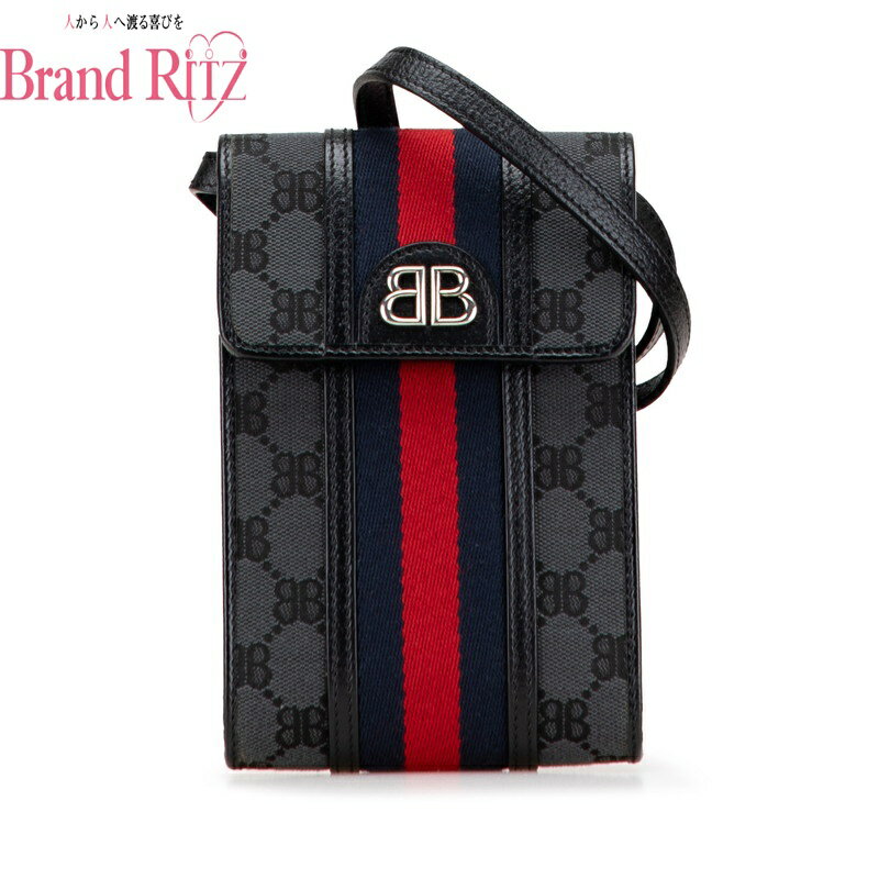 楽天ブランド　リッツ【絶対お得!!クーポンあり＆10％OFF】中古 グッチ × バレンシアガ ザ ハッカー プロジェクト 斜め掛け ショルダーバッグ 680130 ABランク ブラック キャンバス レザー レディース GUCCI あす楽【送料無料】【西神店】